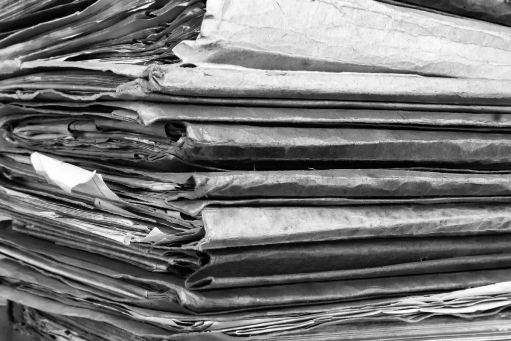 Stack of worn newspapers representing the relentless pressure of tax season deadlines